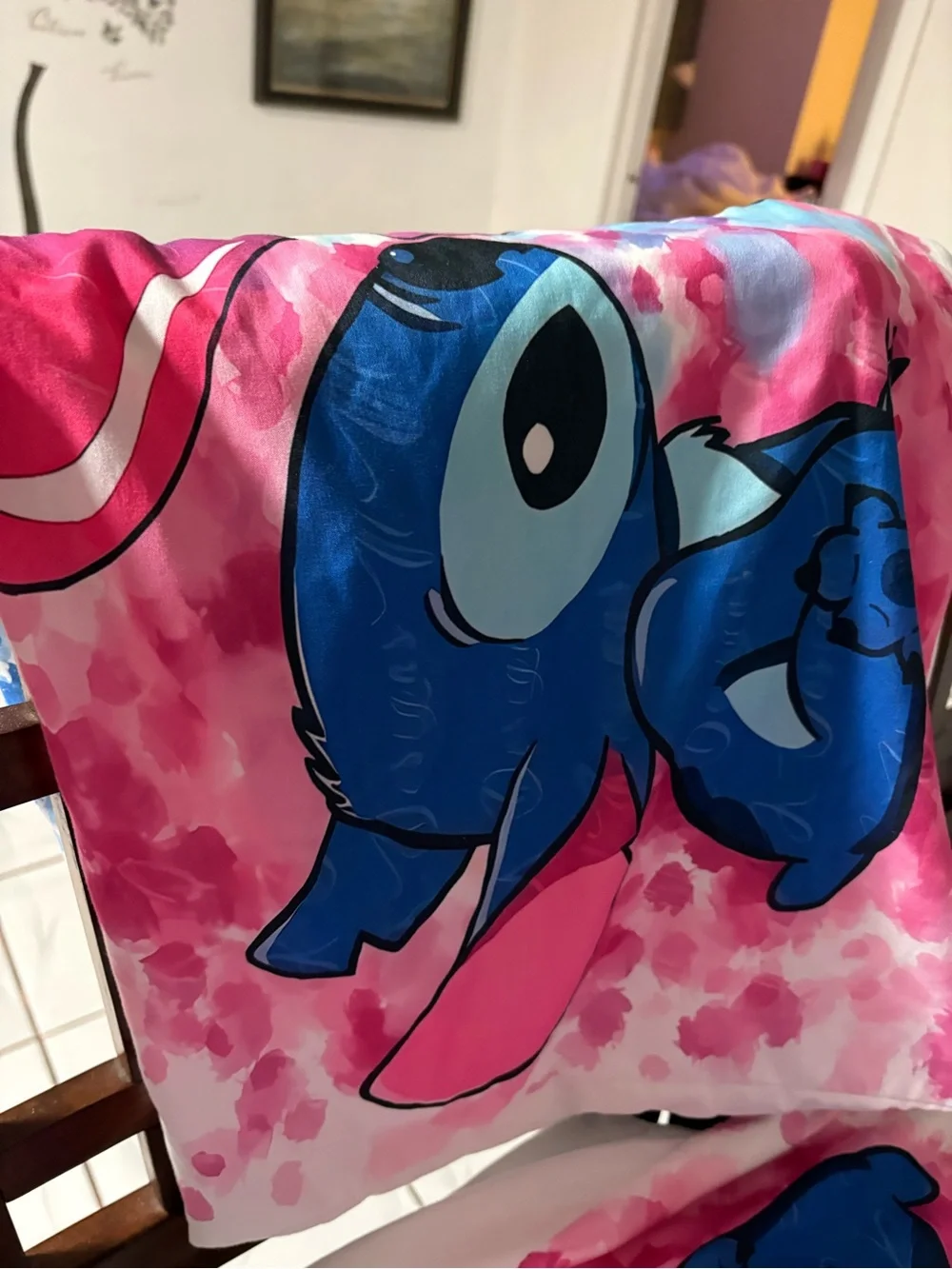 Pink & Blue Cartoon Stitch Bedding Pillowcase Set